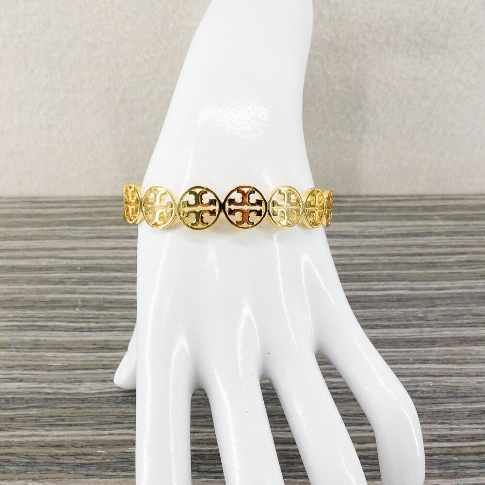 Tory Burch Miller Logo Cuff Bracelet Gold OS - Picture 8 of 10